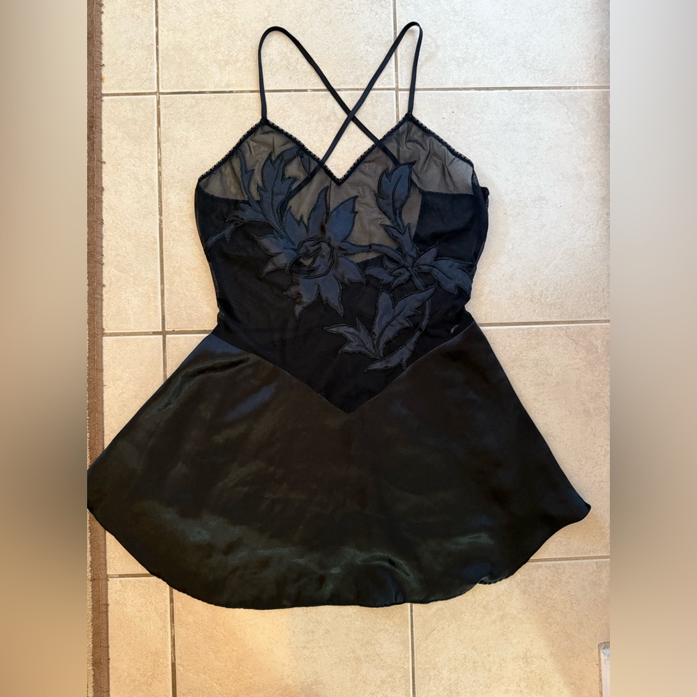 Vintage Sheer Lace and Satin Slip Dress